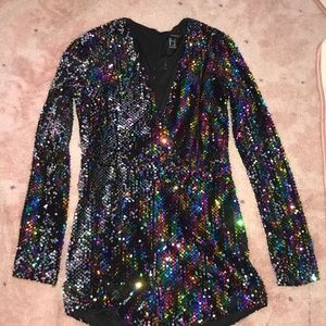 Rainbow sequins Romper